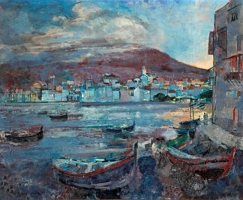 View of Cadaques, Crepuscle  -   Emilio Grau Sala  1965Catalan 1911-1975Oil on canvas