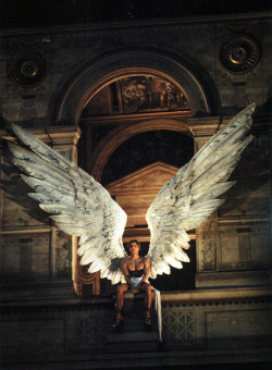 showstudio:  Marcus Schenkenberg as Icarus at McQueen’s first Givenchy couture show for spring/summer 1997 