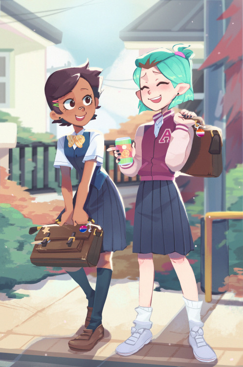 mindeibae:Inspired on Dana’s drawing of Eda and Lilith in uniforms!!