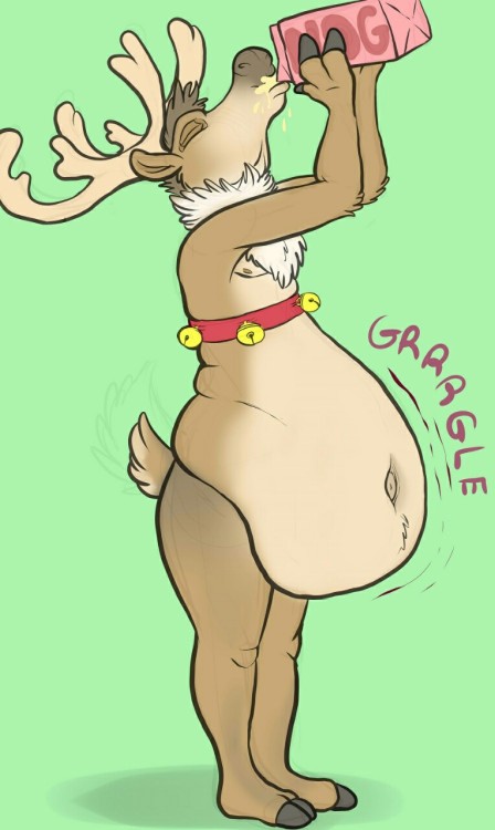 goat-tickles:Nog Chug. Lactose intolerant reindeer about to find out that egg nog has lactose.