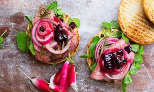 Roast beef buns with blueberry and juniperSandwiches Nigel Slater recipesI have given details for co