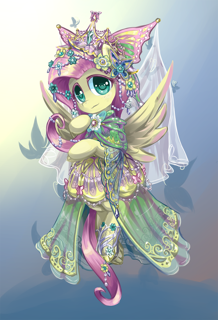 askclockwisewhooves:  Fluttershy in her Gala dress because you guys voted her to
