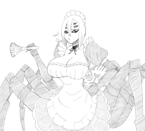 planetofjunk:  A sketch done for necrobob, featuring Rachnera from Monster Musume as a maid!