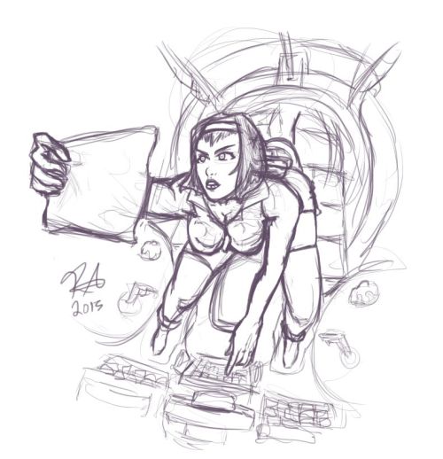 Another uncomfortable pose for Faye.  Theres a Cowboy Bebop Mini-Marathon on Toonami…. So there you go.