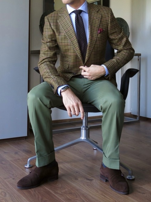 Husbands Paris sport coat Luxire cotton trousers (Hunter green twill fabric) Finamore shirt Husbands