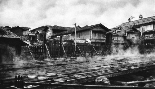 Kusatsu, Japan - These three pictures show Kusatsu which is a city in eastern Japan and famous as ho