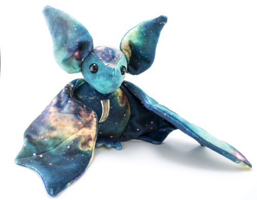 beezeeart:  I’m please to announce that my “solid galaxy” bat is up for sale on Ebay. This bat is made completely from custom printed minky fabric. It has quilt batting in the wings and ears to add thickness and help stabilize them. The body is