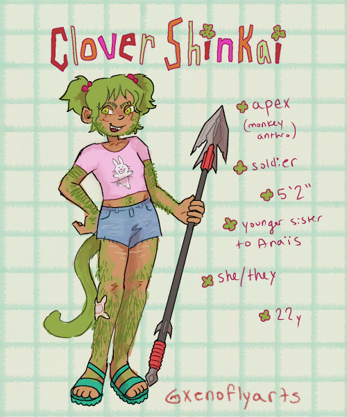 also made a ref of clover my beloved <3 #starbound#xenofly ocs#clover#apex#ocs#anthro#furry