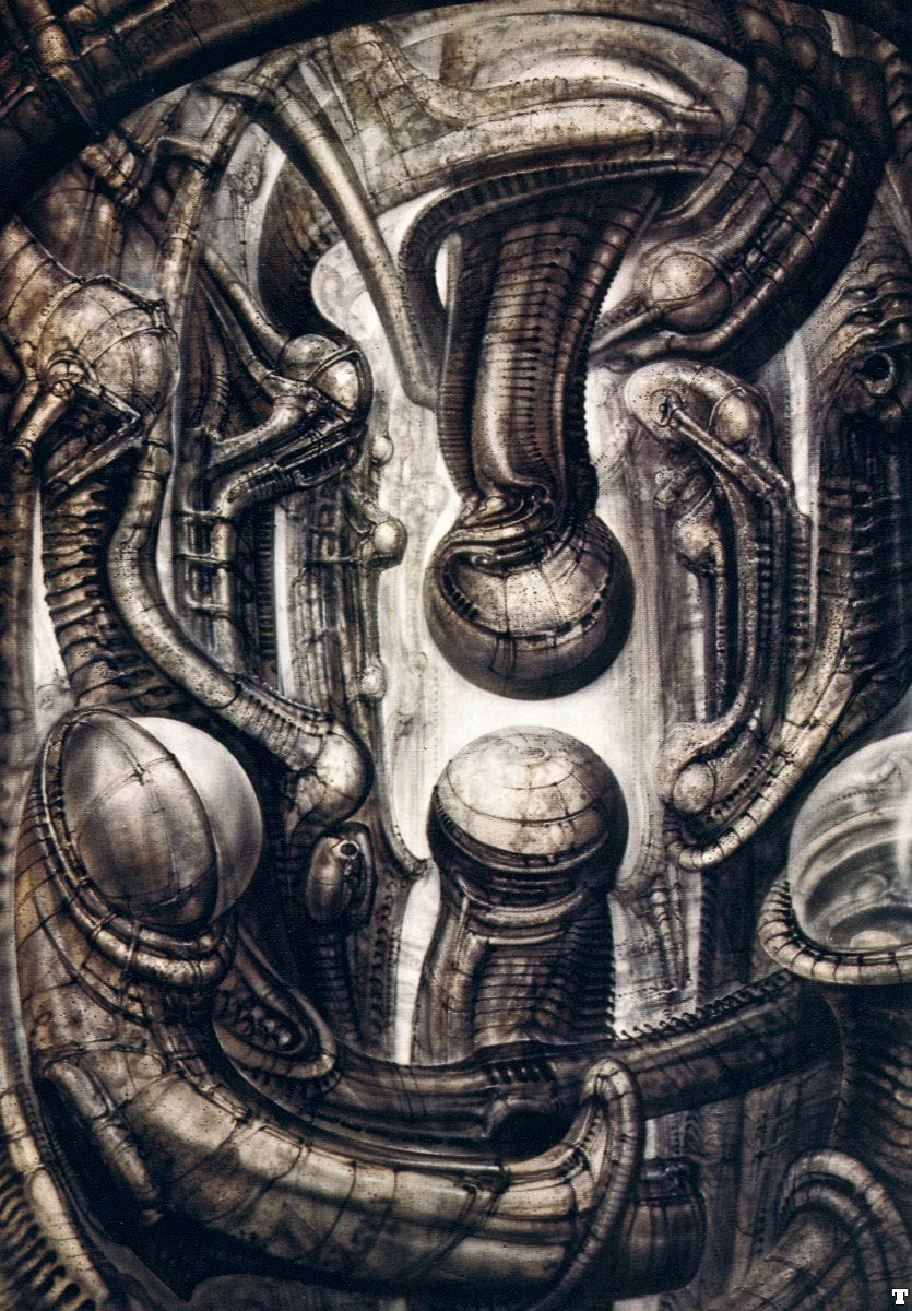 70sscifiart:    HR Giger’s biomechanical landscapes