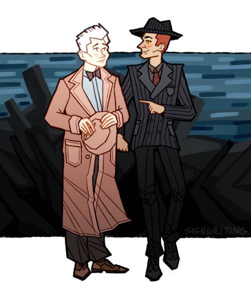 signwriting:aziraphale/crowley - ep 3 hard times part 2cant decide if i like more the version with “