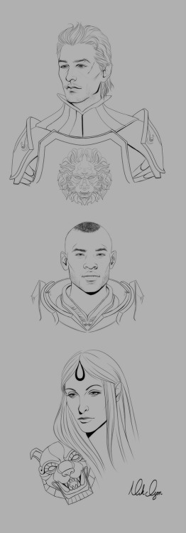 mrnicholas:Line art practice with some of my favorite DA npcs.Having trouble with uploading blurry…i