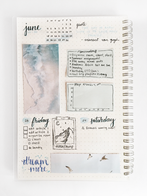 eruditekid: 06.23.17 // beginning my summer by setting up a bullet journal! it’s not perfect, 