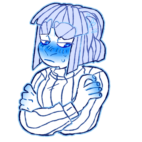 035 | Unwell[ID: A digital drawing of Eviee, an oc. They are a white colored character with light bl