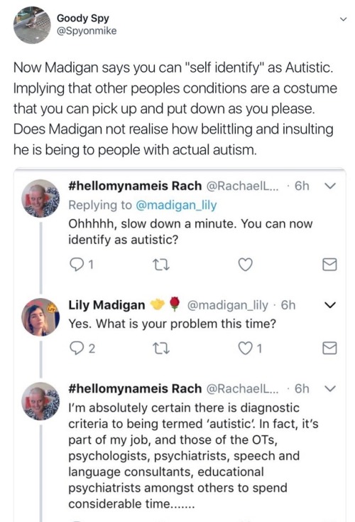 gendercritics:gender-critical-appspot:‘Lily’ Madigan ‘identifies’ as Autistic. Also claims schizophr