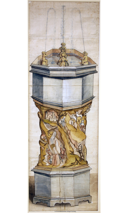 Hans Frey, design of a table fountain, 1495. Nuremberg. University of Erlangen-Nürnberg