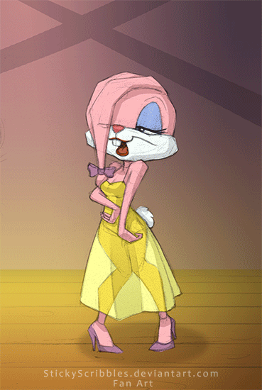 What if Babs Bunny ran into a Cockatrice or turned to a statue in a parody. Click to see animation.Babs Bunny, © Warner Bros.  Fan does not claim to own, or to have invented, any copyrighted character.                    
