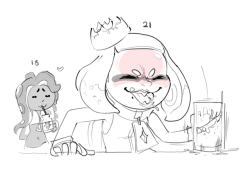 morbart:Thanks to the artbook listing their ages, we finally got explicit confirmation that Pearl is just a really short goblin of a woman instead of a nebulously-aged teen so I drew this lol XD