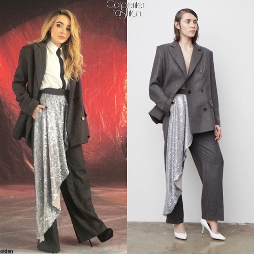 Sue Me Vertical Music Video.Sabrina Carpenter wore a Walk Of Shame Moscow FW18-19 Suit (N/A) In the 