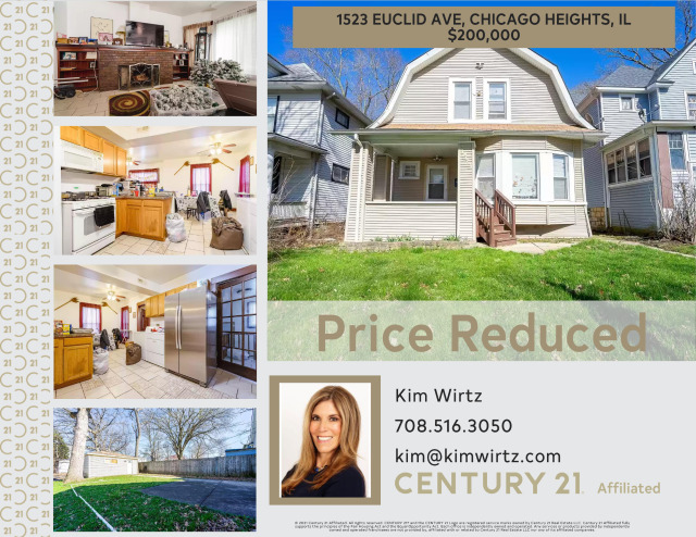 Price Reduced 1523 Euclid Ave, Chicago Heights, IL #KimWirtzRealtor#realestate#Chicago#realtor#KimWirtzCENTURY21Affiliated#IllinoisRealestate#IllinoisRealtor#TopRealEstateAgent#TopProducer#BuyingHomes#SellingHomes#JustListed