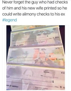 te-amo-corazon: lucidnee:  virgoassbitch: “NEVER BEEN HAPPIER!!!! I LOVE MY WIFE!!” me bouta cash the check of u and ya ugly ass wife    ^^^^^^^ 