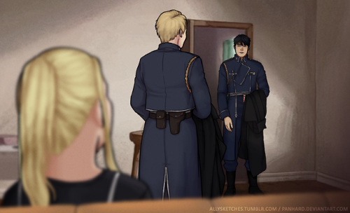 allysketches:“Miss Riza, why did you became a soldier?”“Because there’s someone that I have to prote