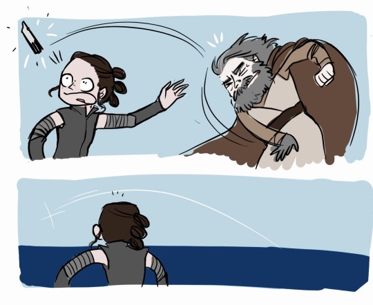 icestorming: animalasaysrauer:  lesbianvenom: honestly just imagine if rey handed luke the lightsaber and he just fucking threw it off a cliff like byeeeeee  And then the ocean threw it back and hit Luke in the head with it like in Moana.    …..couldn’t