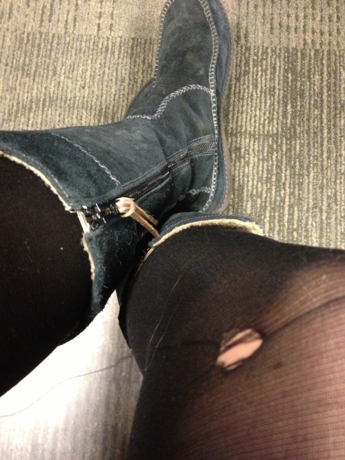 Don’t try to cross your legs with winter boots on. You’ll rip your panty hose.