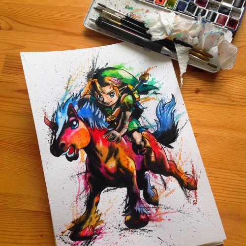 thegameisalife:Los héroes de Hyrule en acuarela.The Legend of Zelda on watercolor.By Lisa-Marie Melin