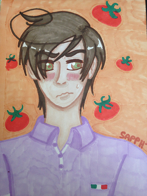 sapphire-artblog: Marker Challenge (?) [ 4/? ] South Italy - dat adorable badass tomato eater (