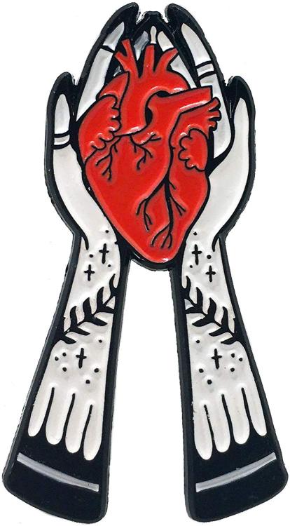 Heart in Hands Enamel Pin by Ectogasm - get it here☠️ Best Blog for dark fashion and lifestyle ☠️