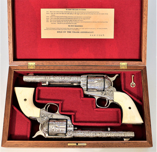 Cole Agee engraved set of Colt Single Action Army revolvers, dated 1907.from Gary Hendershott Antiqu