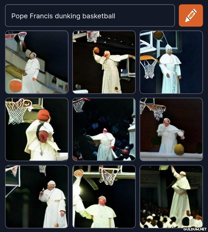 Pope Francis dunking...