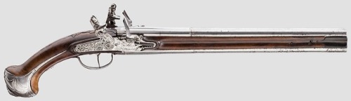 Four barrel flintlock pistol crafted by Peter Meseen of Utrecht, circa 1660.from Hermann Historica