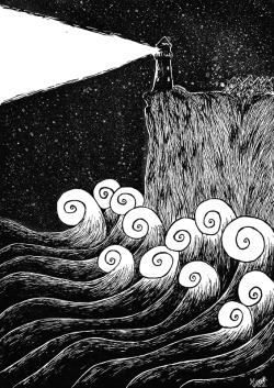 the-sea-of-immeasurable-loss:    A sad song that Sea sung for lonely Universe   Black ink on paper (A4). 