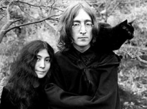 John, Yoko and their black cat, named Salt adult photos