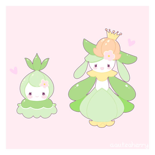 acutecherry: Petilil and  Lilligant (❁´◡`❁)I love this pokemon so much  ♡