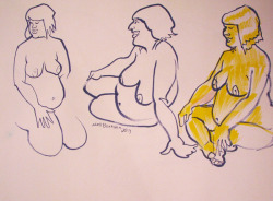 Drawings of Emily done at the Democracy Center.  Ink and/or