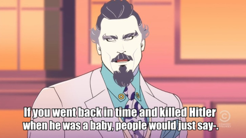 Eo Jackson might be deceitful, monstrous, bad-touch scum, but damn it, is his wit sharp and delightfully twisted.Like the tips of a pitchfork.This episode premiered on October 21, 2015. Back to the Future Day. What uncanny timing.