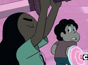 nonbinary-rileyblue:  We’re a team! Steven and Connie fighting together &amp;