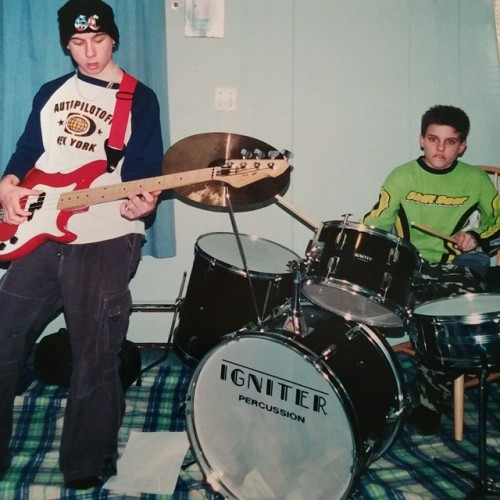 Here’s a picture of my brother and I with our very first instruments (#drums and #bass) for #N