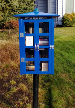 gardenfullofthoughts:   “When we discovered that the Little Free Library existed, we knew we had to have one in front of our house. I’m already known as “that author lady” in the neighborhood. It was the Husband, Jeff, who decided it would be