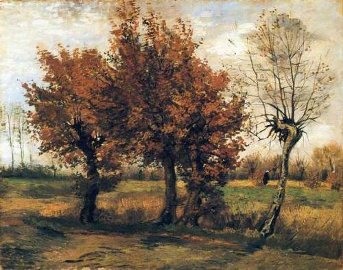 sognoedisincanto:  Vincent van Gogh - “Autumn Landscape with Four Trees”. (1885)L’autunno che scalda