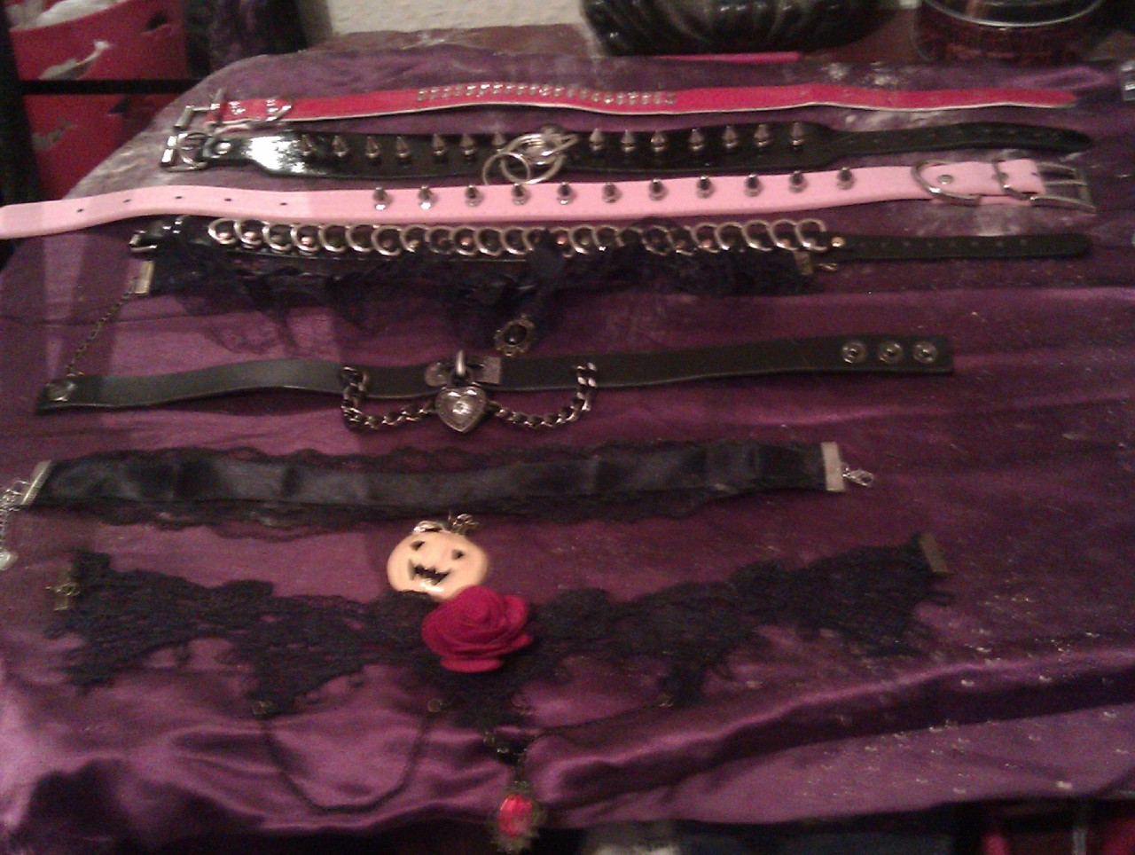 babysuccubuskitten:  A couple of my Fave collars and chokers :) 