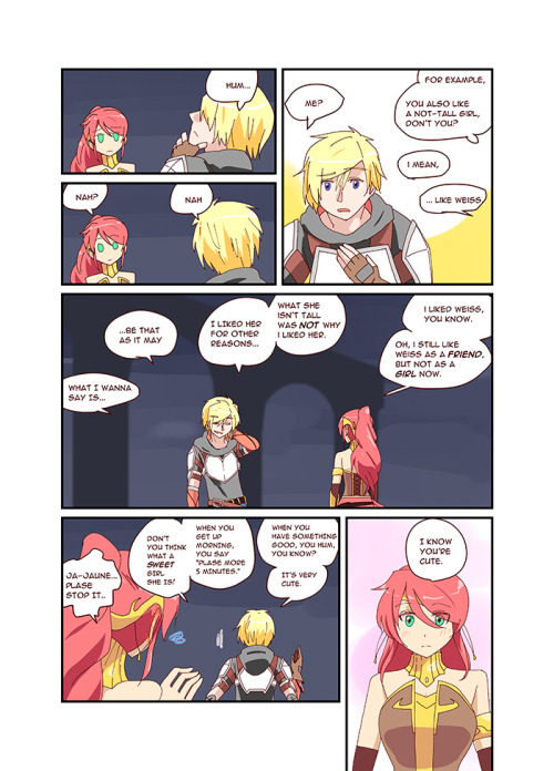 mete-g:  **********************if you can’t read this comic for my poor English, you can get better translations here or here.And you cant read left to right. Read right to left.**********************I just wanted to let Jaune say “I’m taller than
