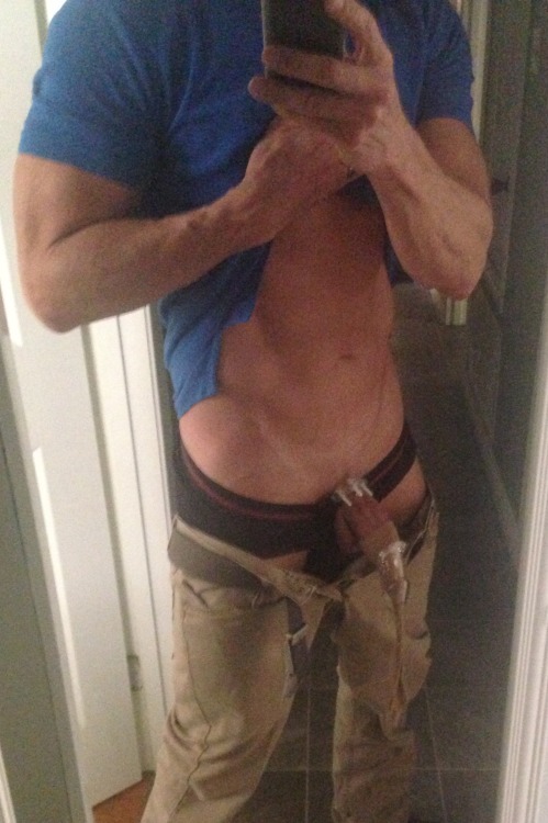 tonydoestony:  trying to self lock but damn thing wants to get hard.  Stocking trick doesn’t even work. 