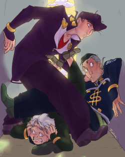 pixellion-image:  Morioh “Trouble Magnet” BoysAlternatively: Koichi, how did you even get yourself in there?– Part 4 is  [ g r e a t ] 