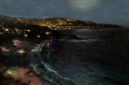Jason Sacran (American, b. 1980, Nashville, TN, USA) - Laguna Lights  Paintings: Oil on Canvas