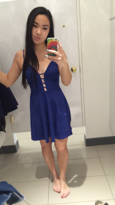 Asian in blue dress via /r/ChangingRooms