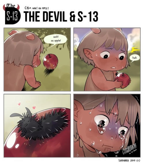 28. Wah! An apple! #comic#comics#cute#webcomic #the devil and s-13 #sonya#ghibli tears