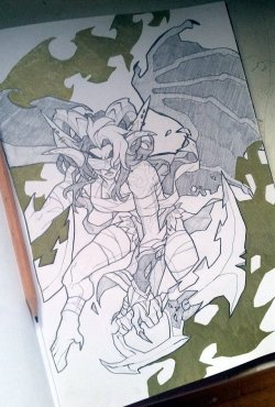 omoshiro-i: 2nd take at an old demon hunter i had sketched in October